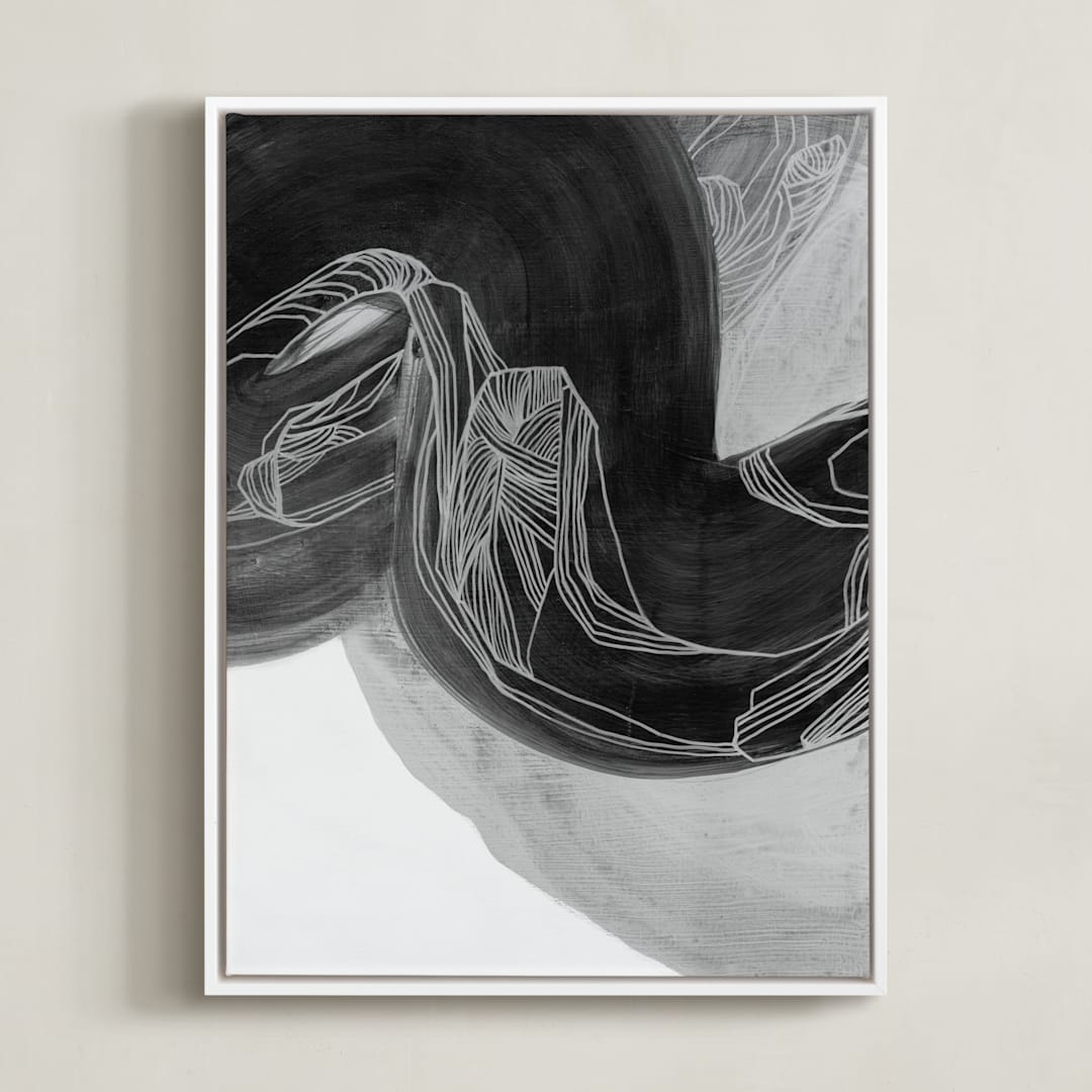 "Black Brush 2" - Art Print in Silky Black by Kirsta Benedetti - Framed Canvas