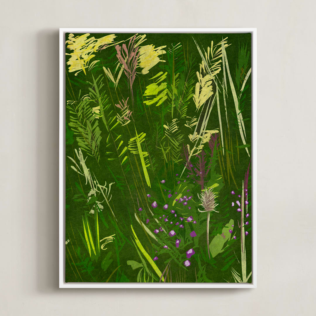"A View in Green" - Art Print in Forest Green by Michael Hovitch - Framed Canvas