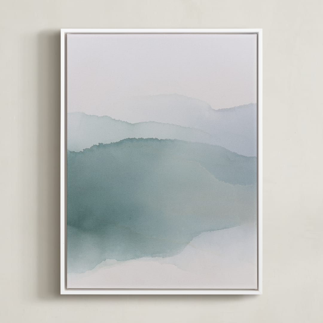 "Echo of a Memory 1" - Art Print in Sage Green by Rebecca King - Framed Canvas