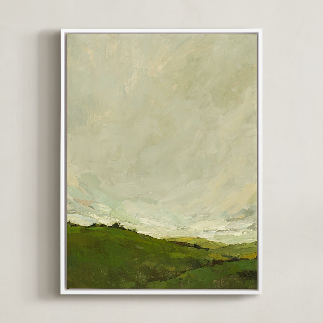 "Hills" - Art Print in Moss by Wendy Keller - Framed Canvas