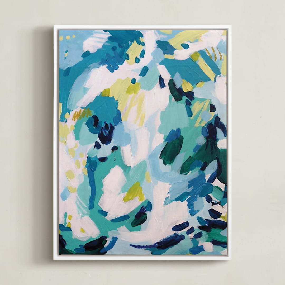 "Dash" - Art Print in Turquoise by Katie Craig - Framed Canvas