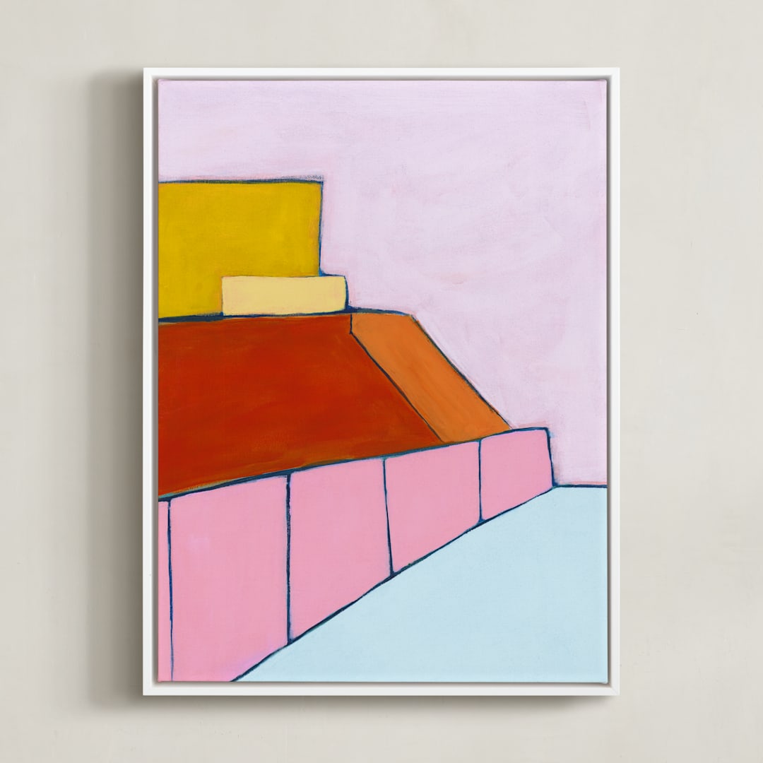 "ocean view" - Art Print in Guava by Karyn Denten - Framed Canvas