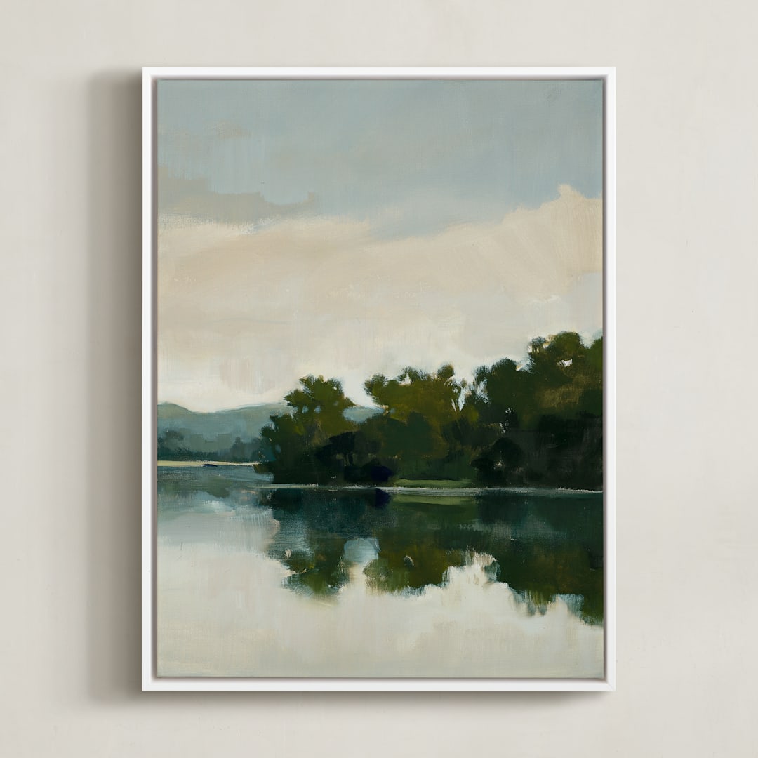 "Tranquil Waters III" - Art Print in Lake by Stephanie Goos Johnson - Framed Canvas
