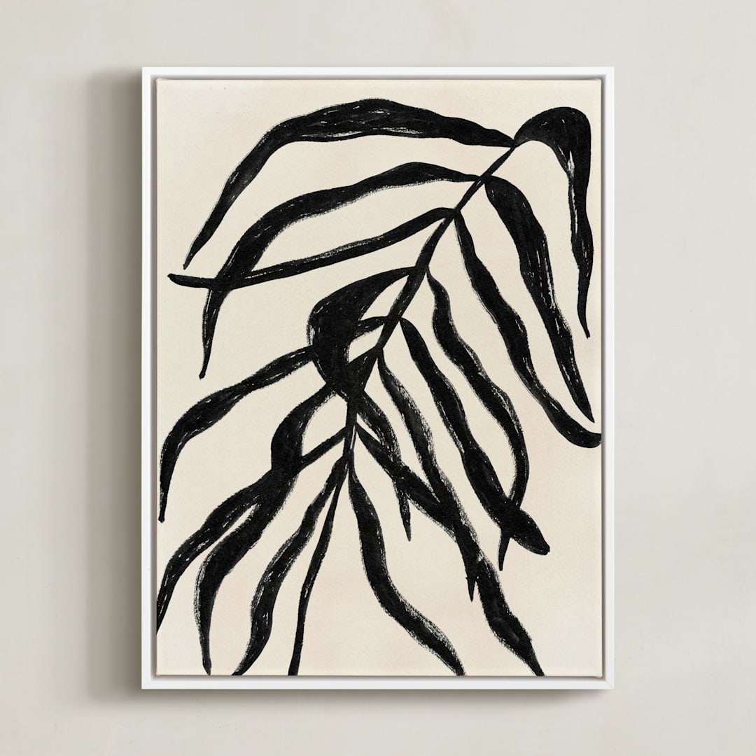 "Solitaire Plant" - Art Print in Deep Black by flvx studio - Framed Canvas