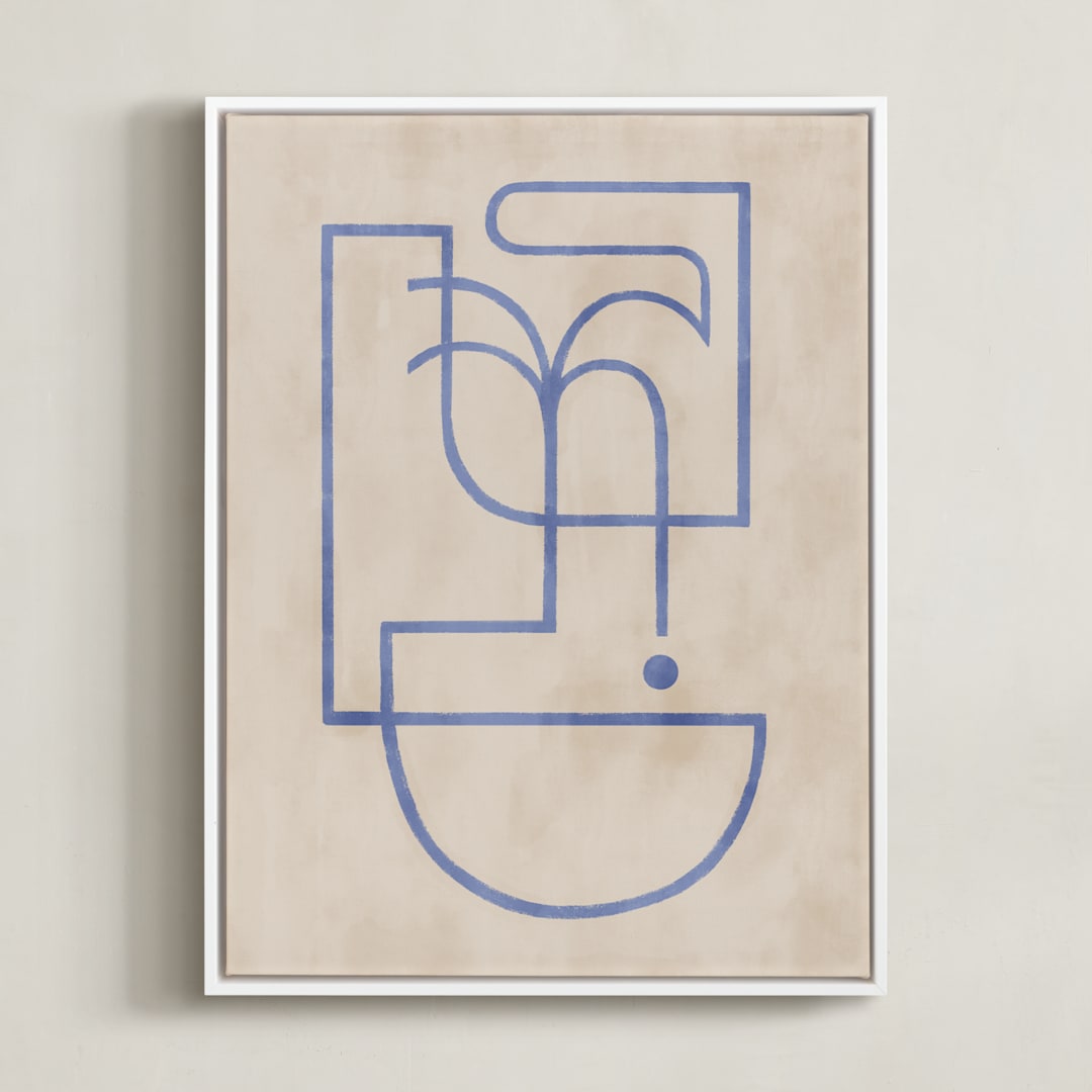 "Through My Window I" - Art Print in soft blue by Pati Cascino - Framed Canvas