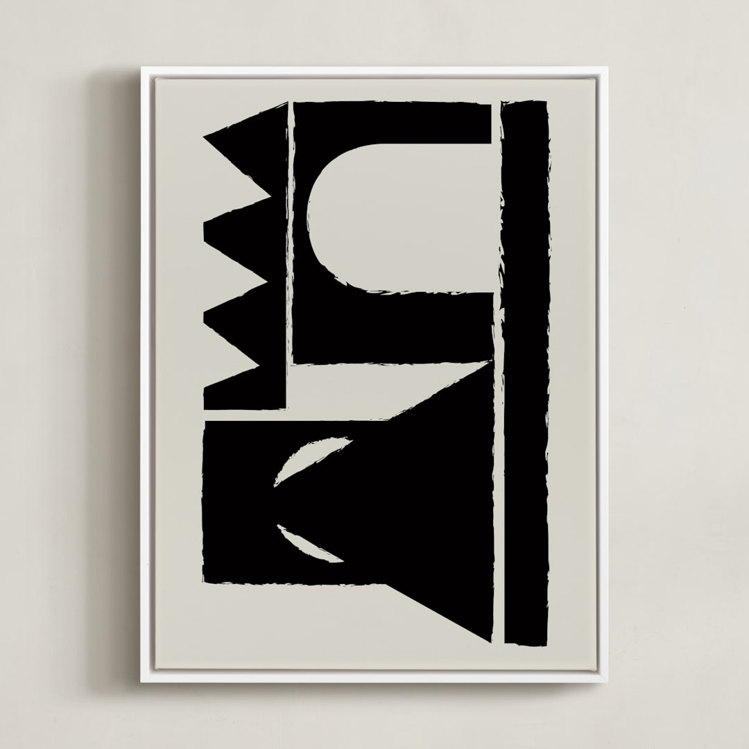 "Paper collage" - Art Print in Blackish by Stefania Copertini - Framed Canvas