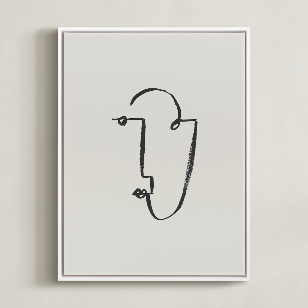 "Face Study II" - Art Print in Creamy White by Chelsea Petaja - Framed Canvas