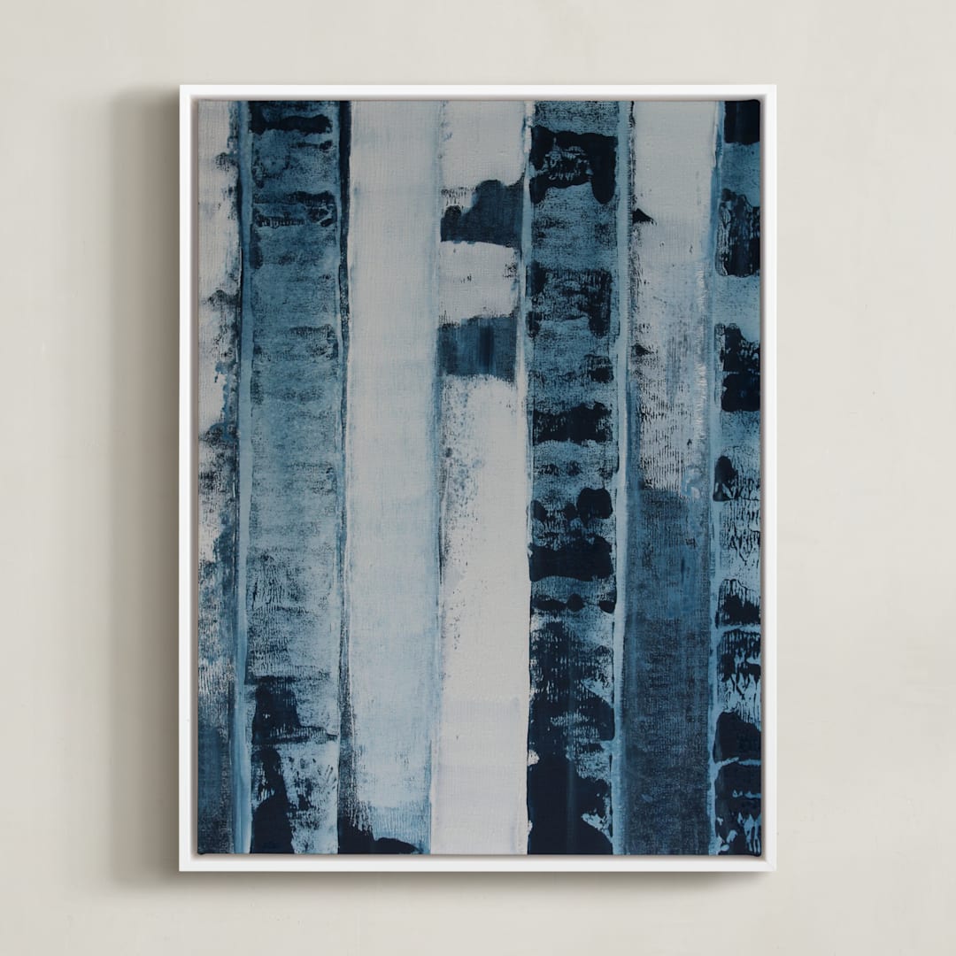 "Blue Encounter" - Art Print in Bold Blue by Colleen Ehrlich - Framed Canvas