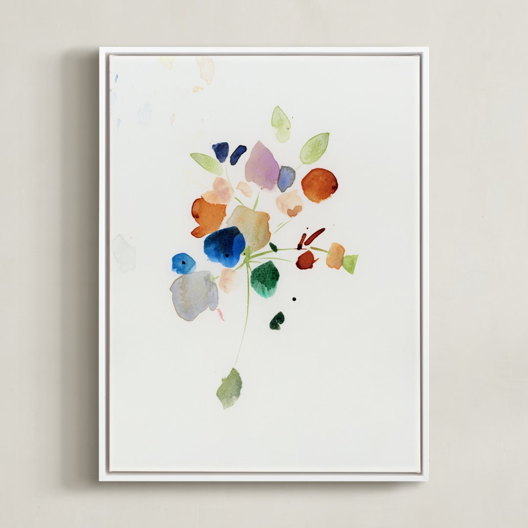 "Impromptu Bouquet" - Art Print in Royal by Lindsay Megahed - Framed Canvas
