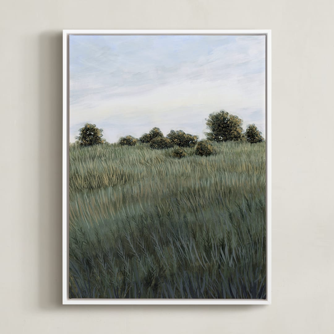 "Midafternoon" - Art Print in Field Green by Hettie Roberts - Framed Canvas