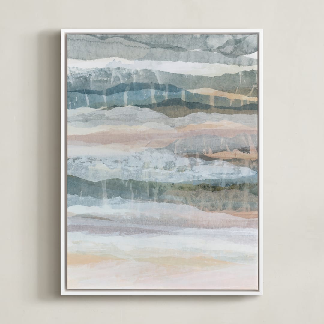 "Glowing Frost I" - Art Print in Dove Grey by Lara Eckerman - Framed Canvas