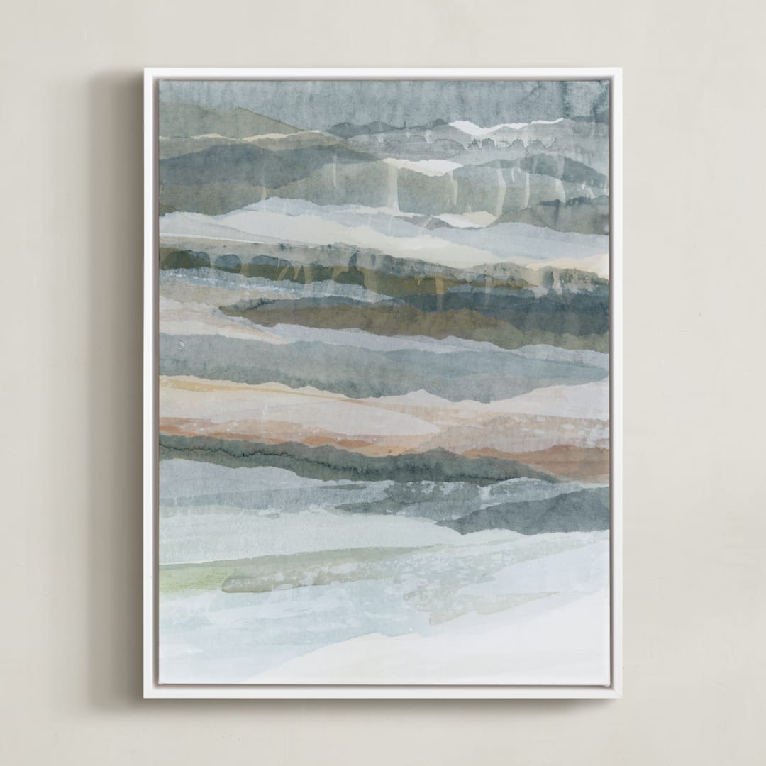 "Glowing Frost II" - Art Print in Dove Grey by Lara Eckerman - Framed Canvas