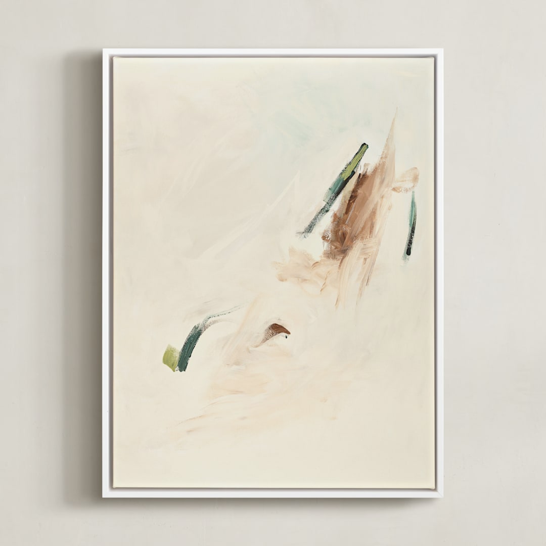 "Spring Abstract Diptych I" - Art Print in Cream by Caryn Owen - Framed Canvas