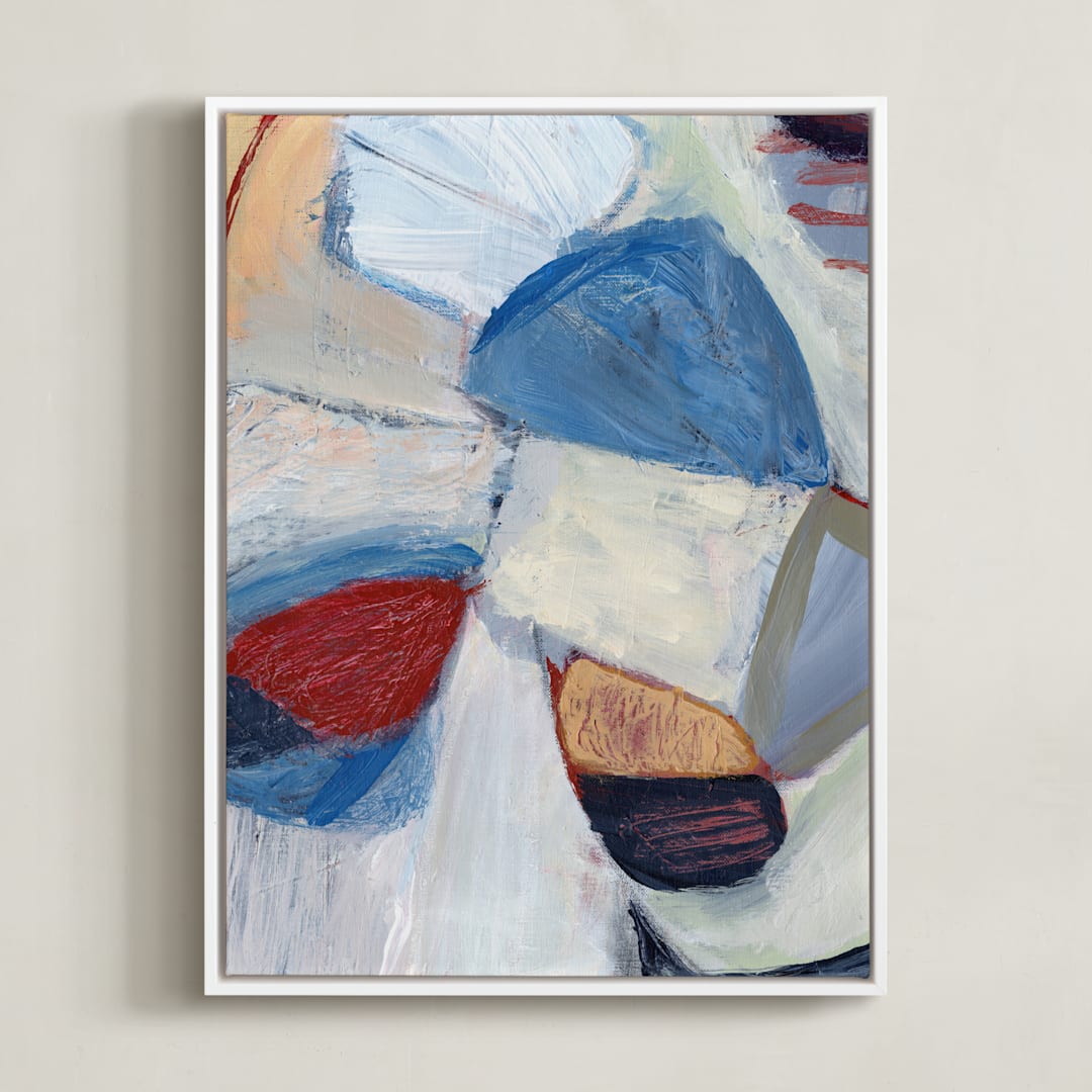 "Gather Round" - Art Print in Lagoon by Mary Gaspar - Framed Canvas