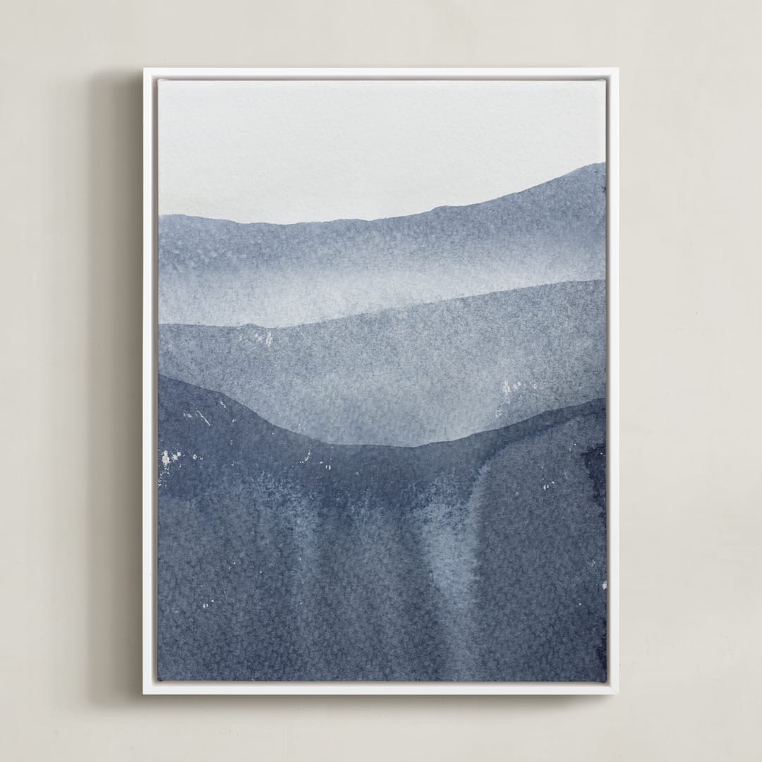"Sacred Beginning No. 2" - Art Print in Indigo by Julia Contacessi - Framed Canvas