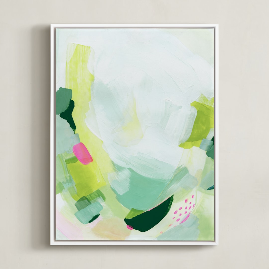 "Playful" - Art Print in Emerald by Melanie Severin - Framed Canvas