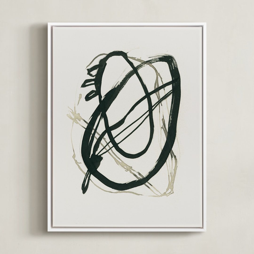 "Black 01" - Art Print in Black - beige by Catilustre - Framed Canvas