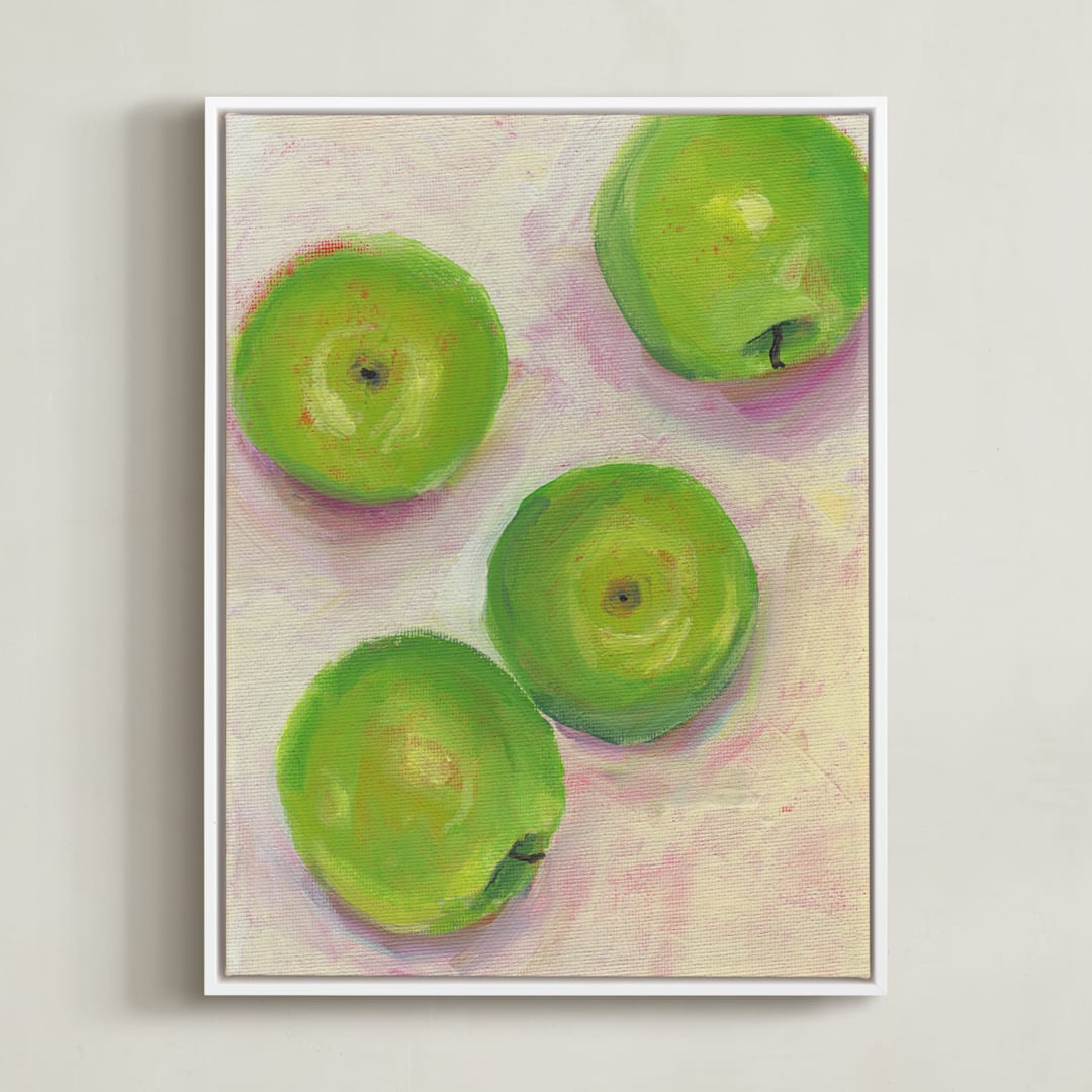 "Green Apples" - Art Print in Green Apple by Lindsay Megahed - Framed Canvas