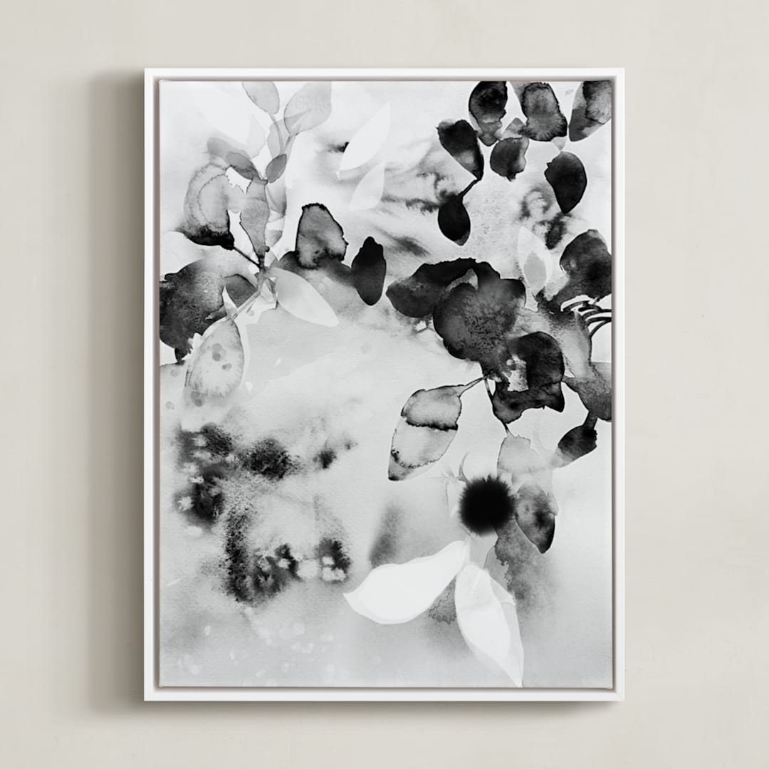 "Flora in B+W" - Art Print in Black and White by Marta Spendowska - Framed Canvas