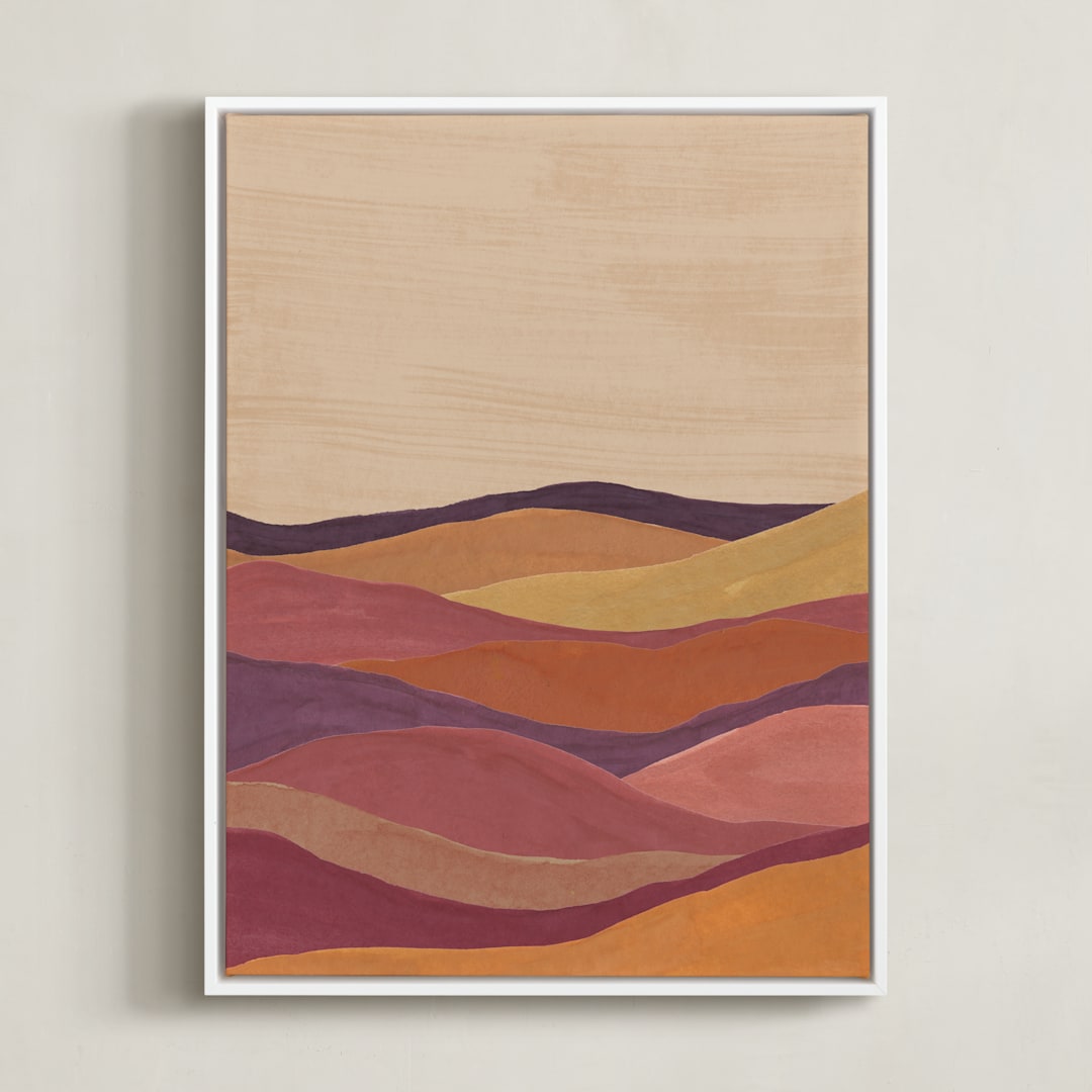 "Desert layers" - Art Print in Rosewood by Annie Shapiro - Framed Canvas