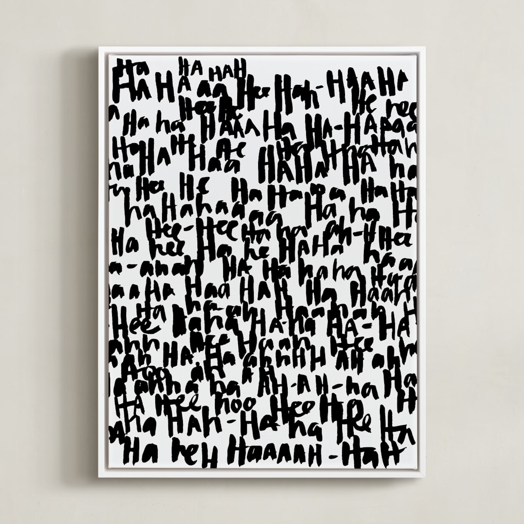 "HA-HA-HA-HA" - Art Print in Noir by Kate Roebuck - Framed Canvas