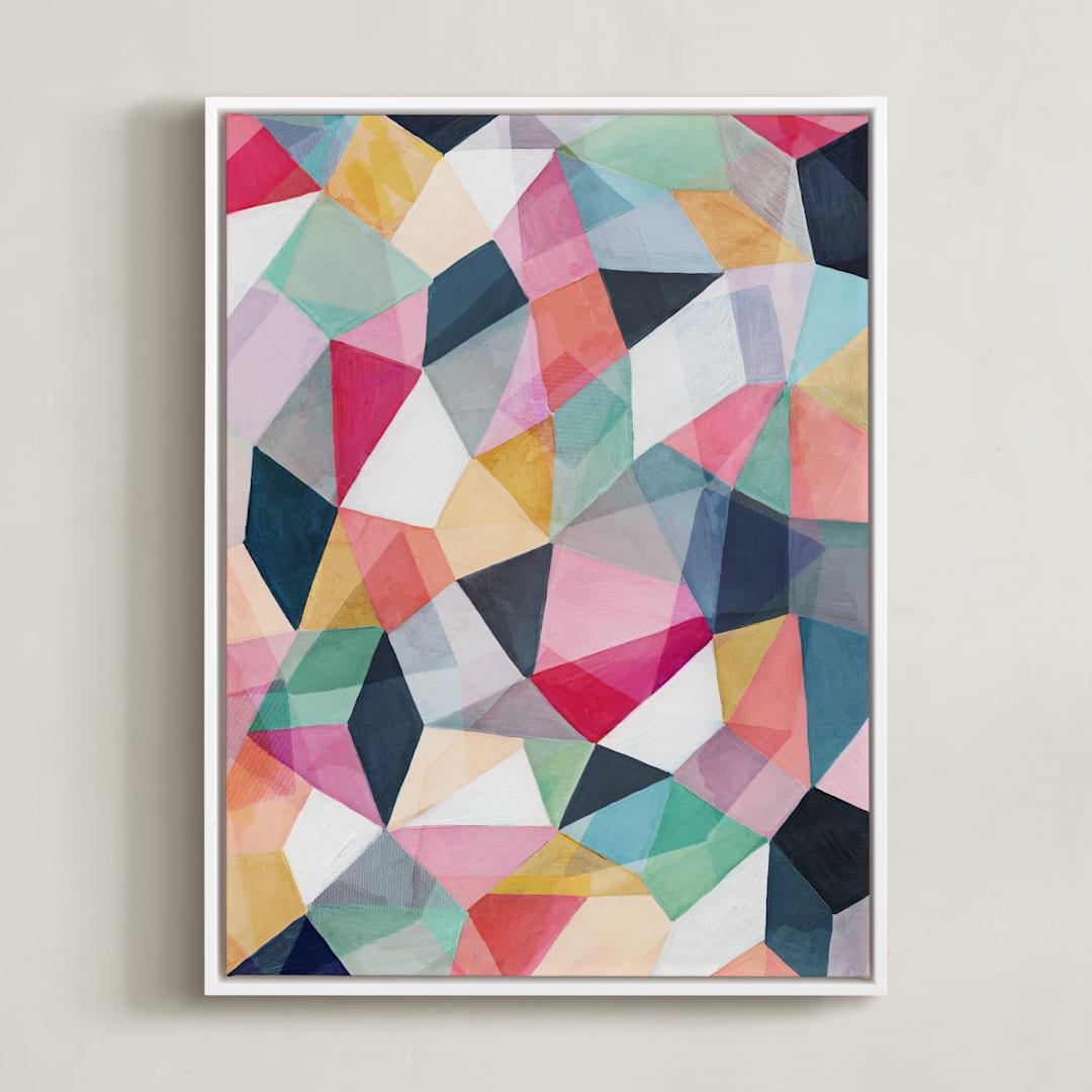 "Kaleidoscope No.1" - Art Print in Cerise by Hooray Creative - Framed Canvas