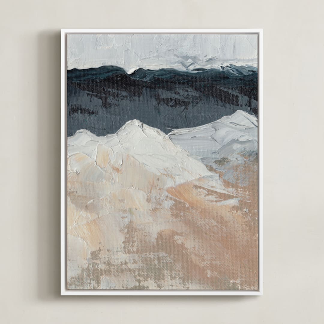 "Mountain Movements" - Art Print in Deep Teal by Kristen Franklin - Framed Canvas