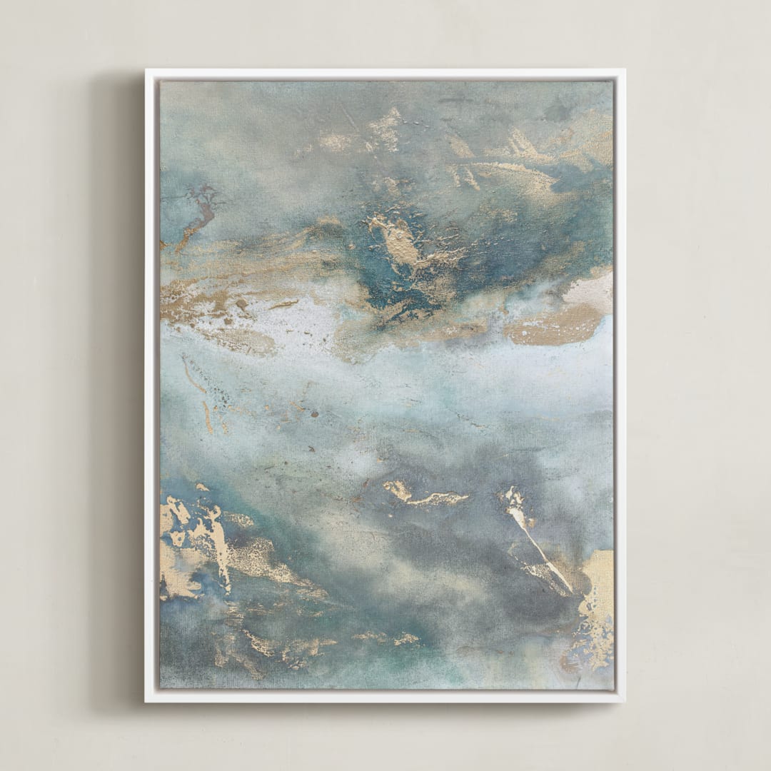 "Luminous Smoke No. 2" - Art Print in Sage & Gold by Julia Contacessi - Framed Canvas