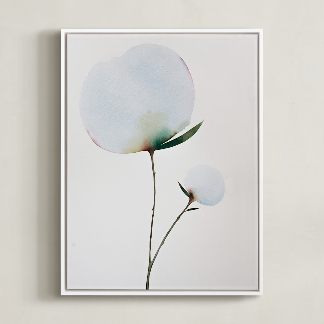 "Paran Bloom 01" - Art Print in Morning Blue by jinseikou - Framed Canvas