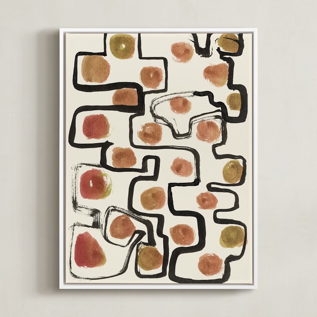 "Plainful" - Art Print in papaya by Bethania Lima - Framed Canvas