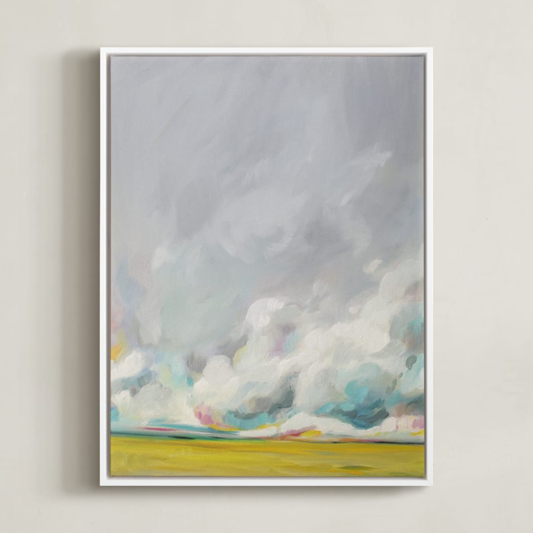 "Mid-summertime" - Art Print in Golden Yellow by Emily Jeffords - Framed Canvas