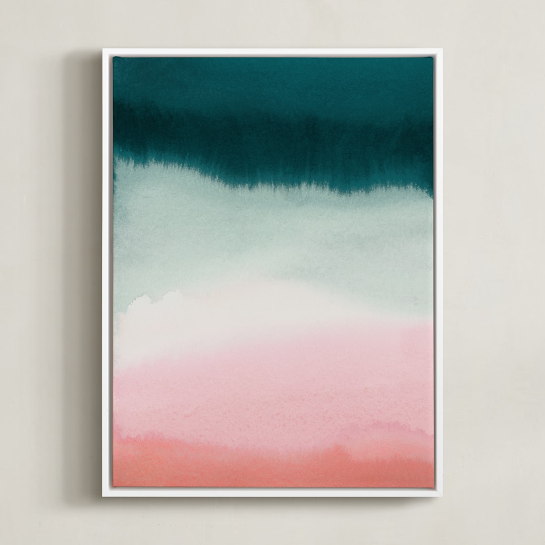 "Pink Tide" - Art Print in Pink sand by A Real Peach Studio - Framed Canvas