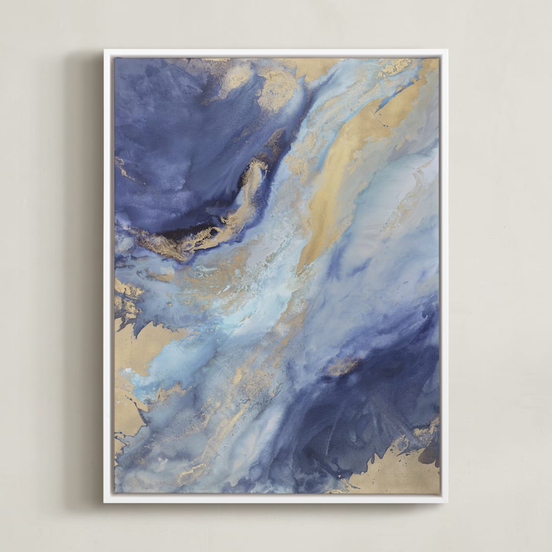 "Olympia Rises" - Art Print in Indigo by Julia Contacessi - Framed Canvas