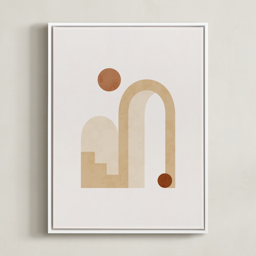 "Rustic Geometry 3" - Art Print in Terracotta by Iveta Angelova - Framed Canvas