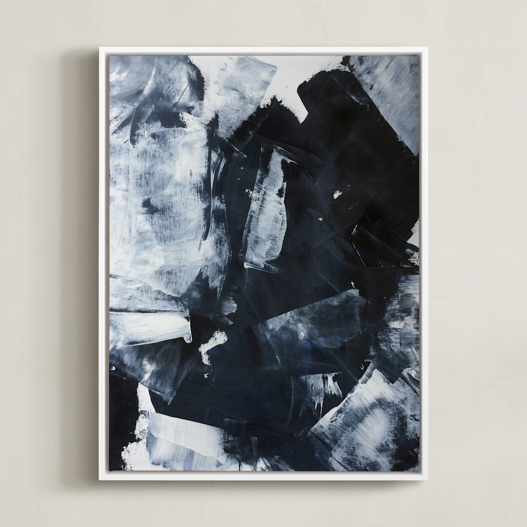 "Stormy Seas 03" - Art Print in Navy Blue by Sara Kraus - Framed Canvas