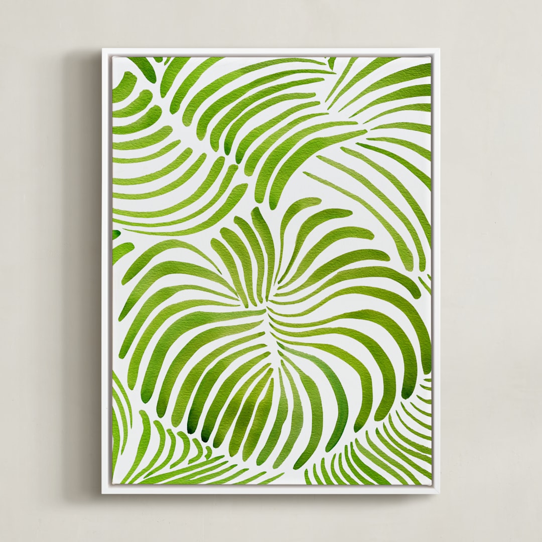 "Minted Forest" - Art Print in Rainforest Green by Deborah Velasquez - Framed Canvas