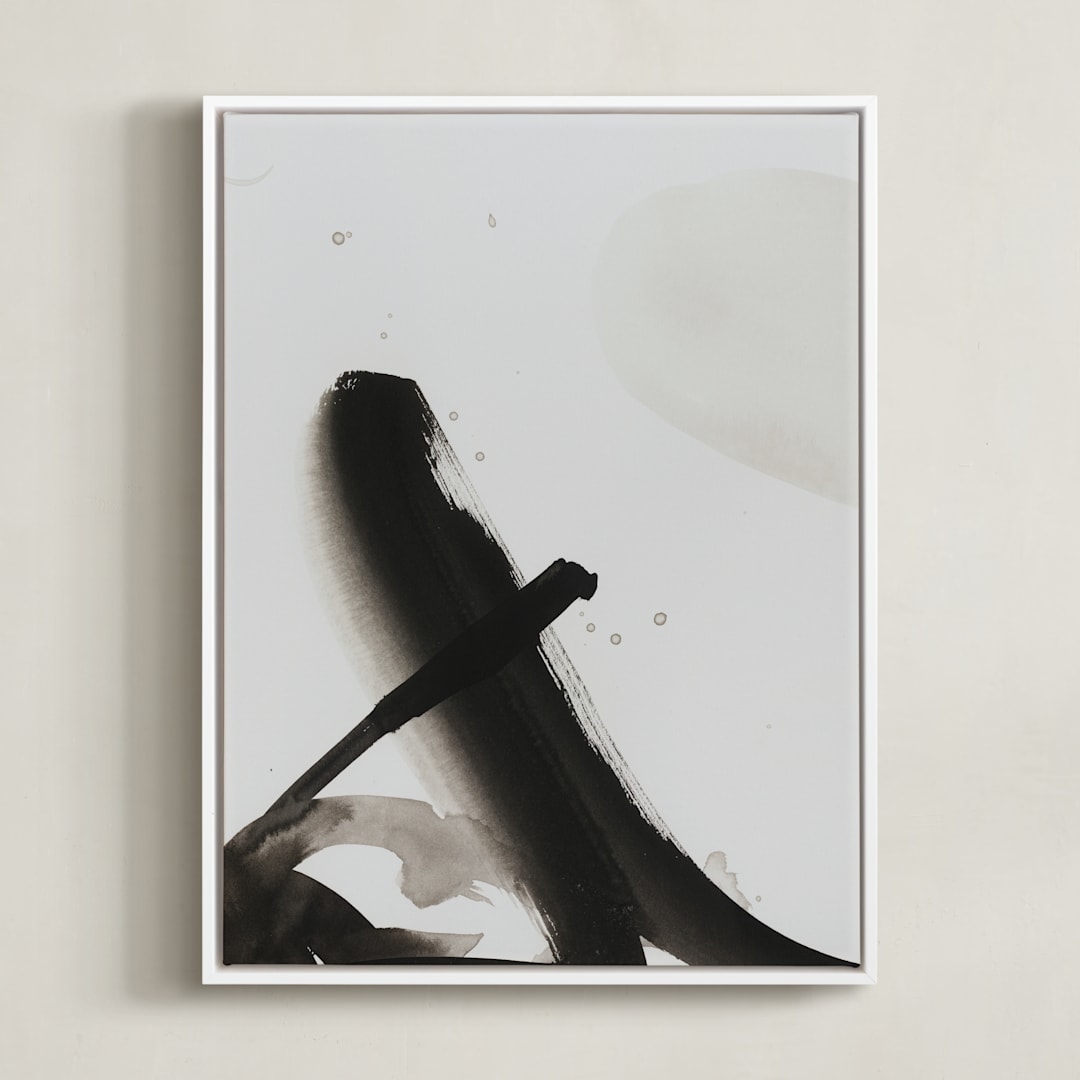 "Playful inks" - Art Print in black and white by Svitlana Martynjuk - Framed Canvas