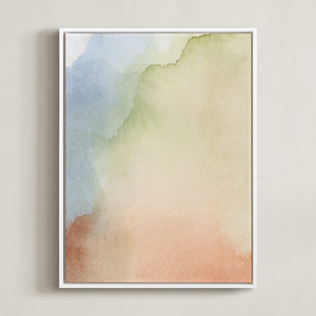 "Somewhere" - Art Print in Warm Pale Green by Artsy Canvas Girl Designs - Framed Canvas