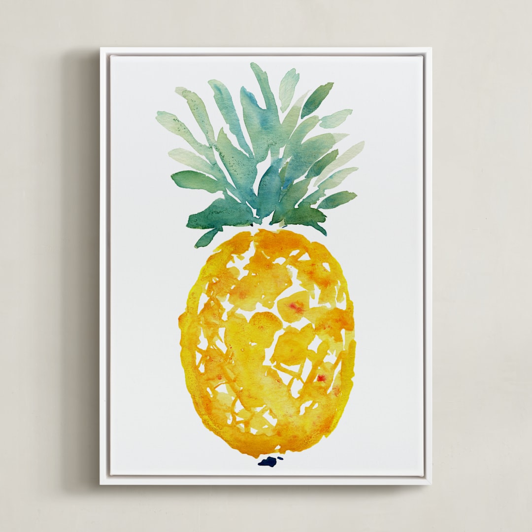 "ananas " - Art Print in fresh pineapple by Kiana Lee - Framed Canvas