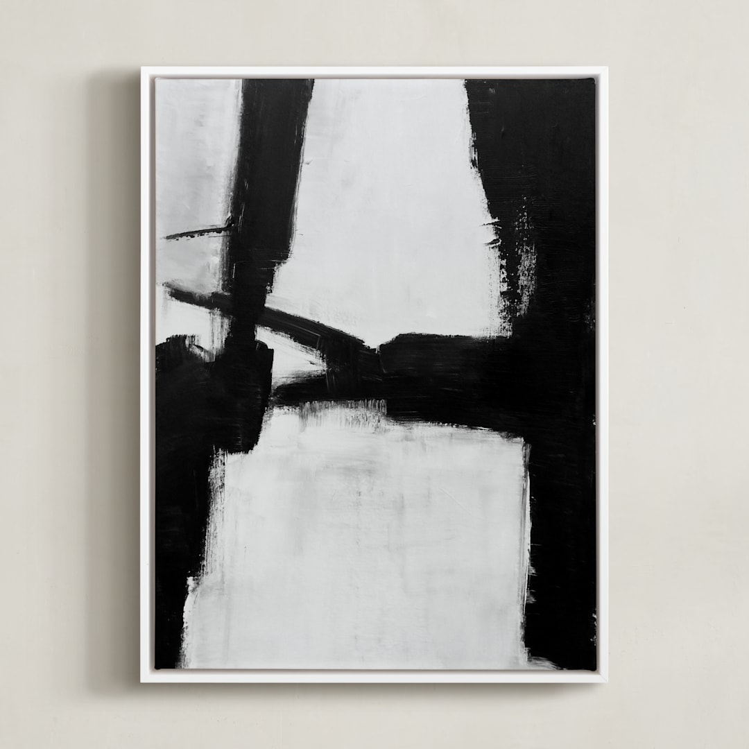 "Gentle Embrace" - Art Print in Black and White by Ilana Greenberg - Framed Canvas