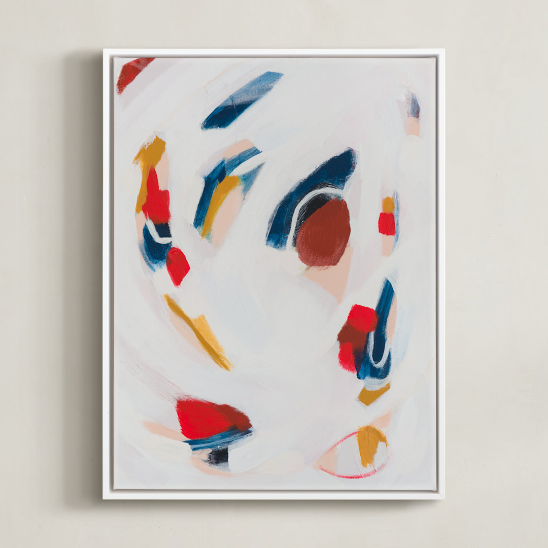 "Backpackers" - Art Print in Red by Mary Gaspar - Framed Canvas