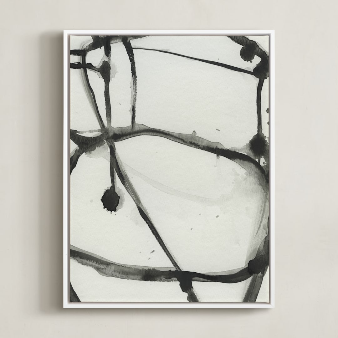"Plant Cell 3" - Art Print in Black and White by Mary Gaspar - Framed Canvas