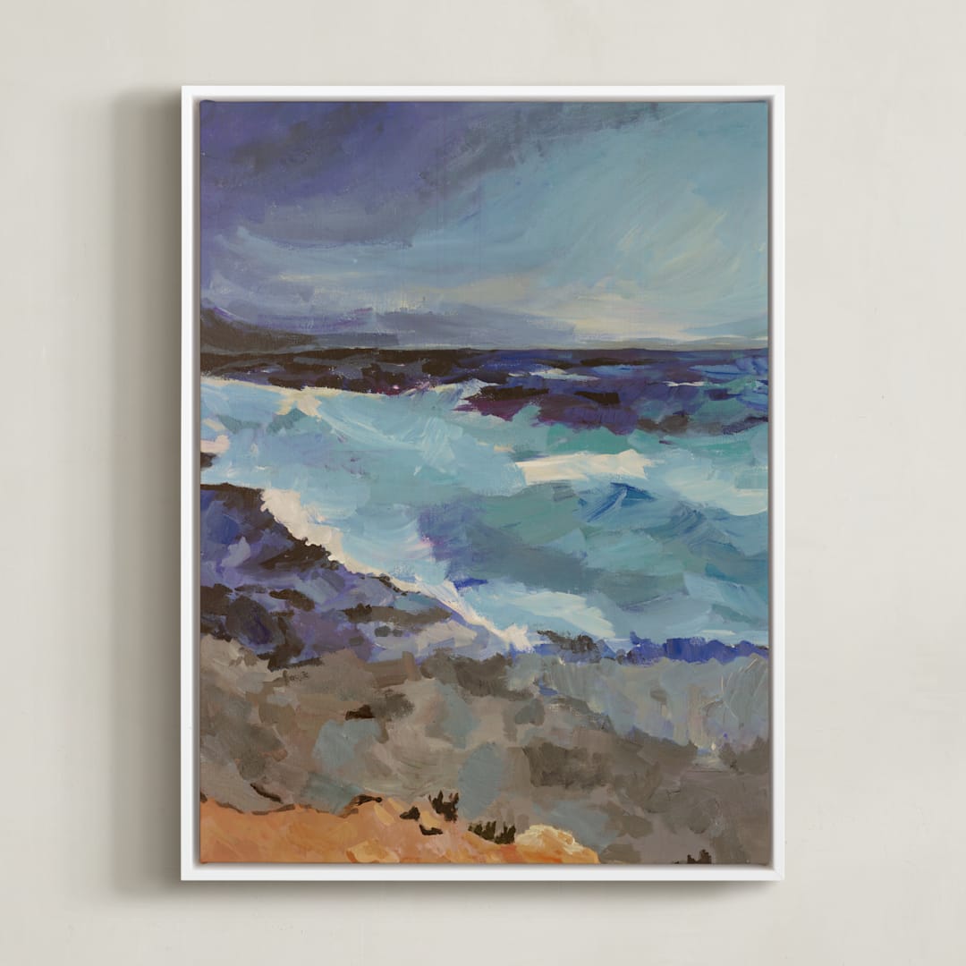 "West Coast" - Art Print in Cool Blues by Carol Dysart - Framed Canvas