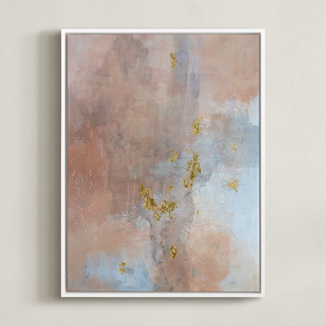 "Burning Me Up" - Art Print in Terracotta Pink by Christine Olmstead - Framed Canvas