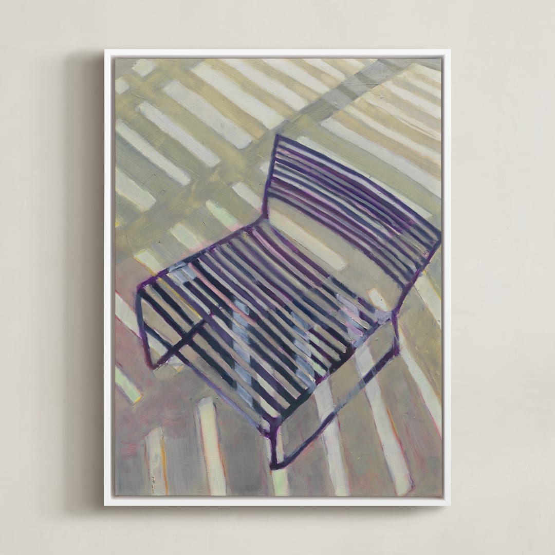 "Chair from my Childhood" - Art Print in Soft Green by Caitlin Winner - Framed Canvas