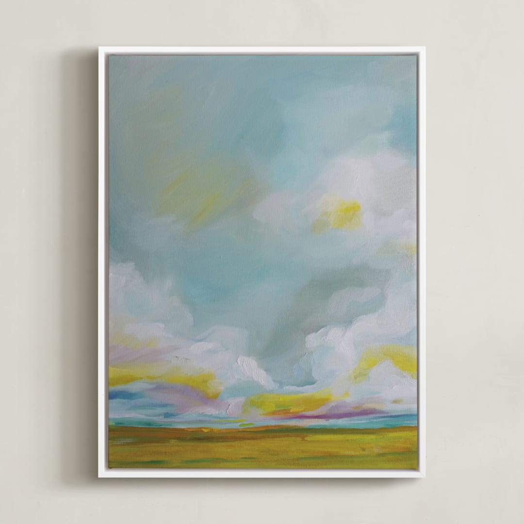 "Summering Forever" - Art Print in Golden Yellow by Emily Jeffords - Framed Canvas