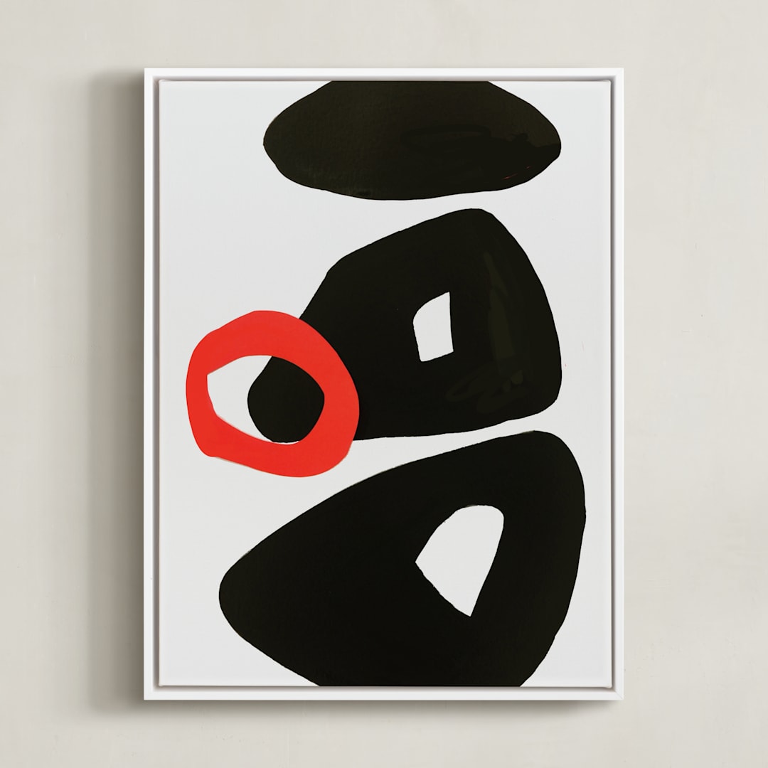 "Red Circle" - Art Print in Ripe Tomato Red by Deborah Velasquez - Framed Canvas