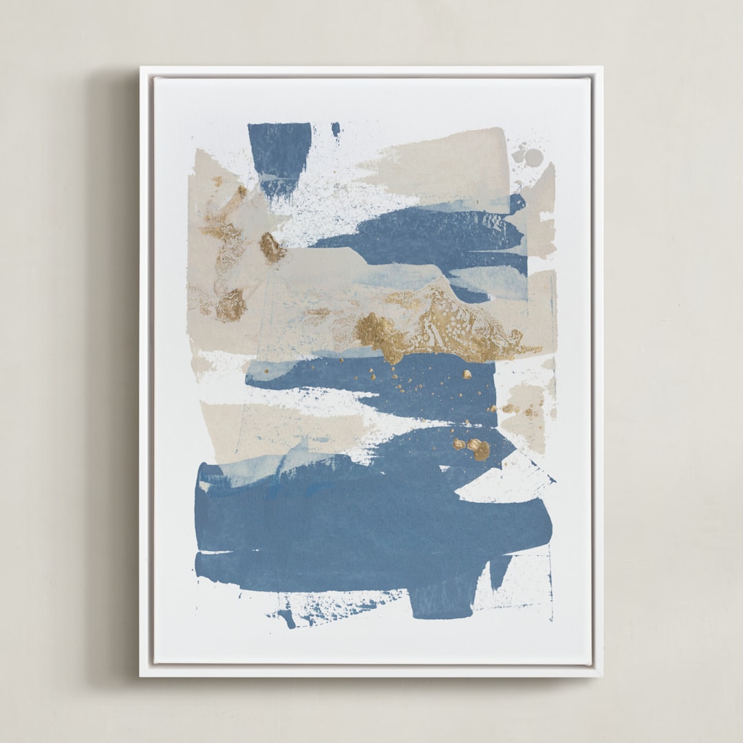 "On the Rocks No. 1" - Art Print in Wedgewood Blue by Julia Contacessi - Framed Canvas