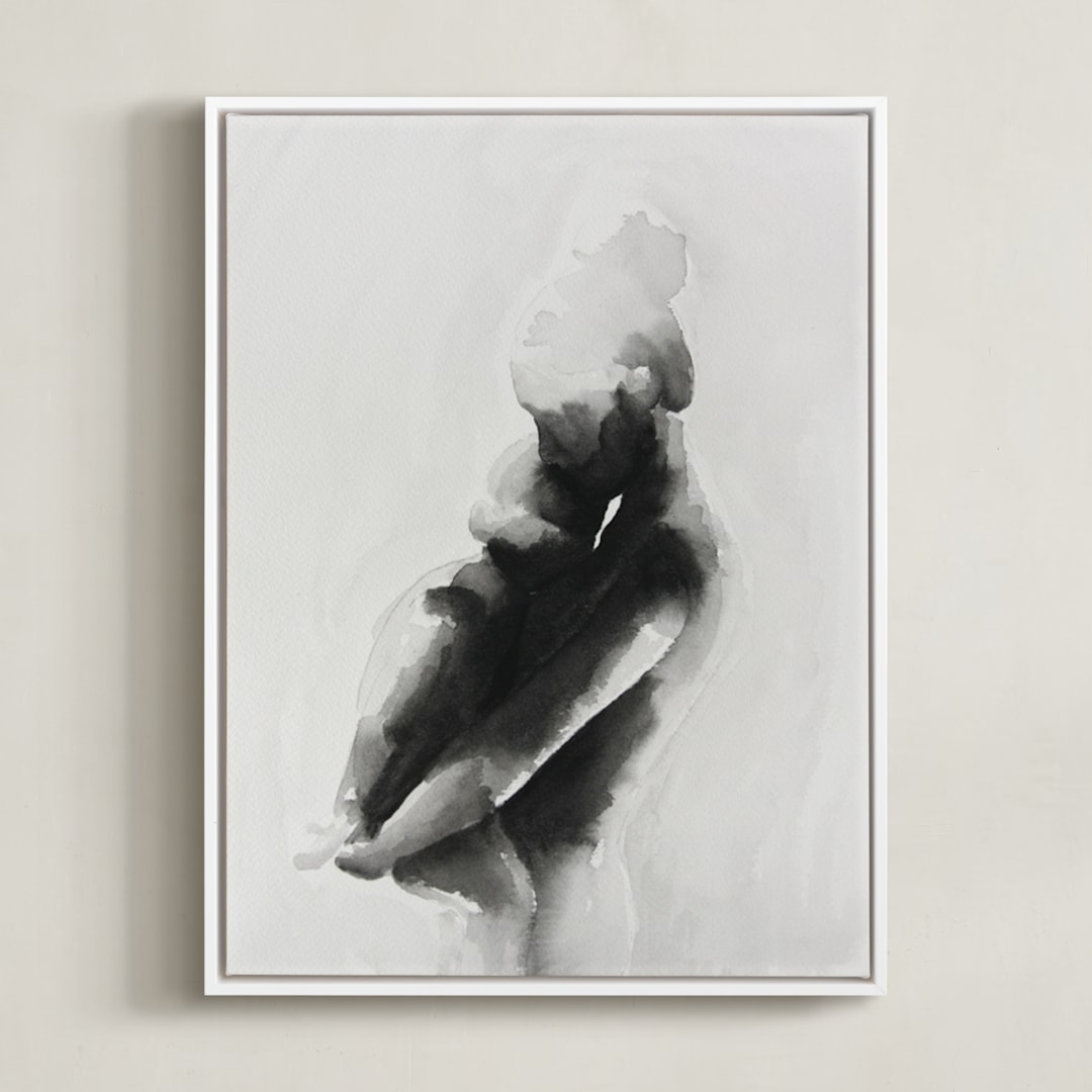"mother embrace" - Art Print in Black by Kate Ahn - Framed Canvas
