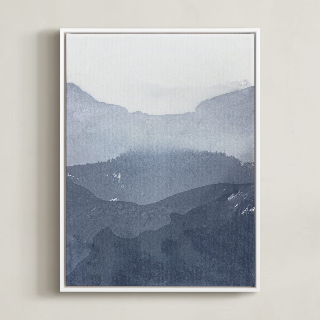 "Sacred Beginning No. 1" - Art Print in Indigo by Julia Contacessi - Framed Canvas